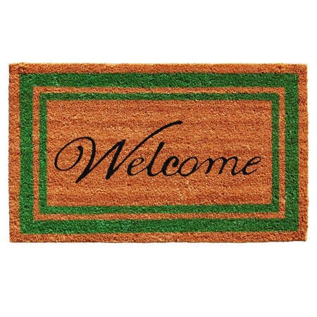 Configuracion 18 x 30 in. Green Border Welcome Rectangular Doormat Natural CO3360824